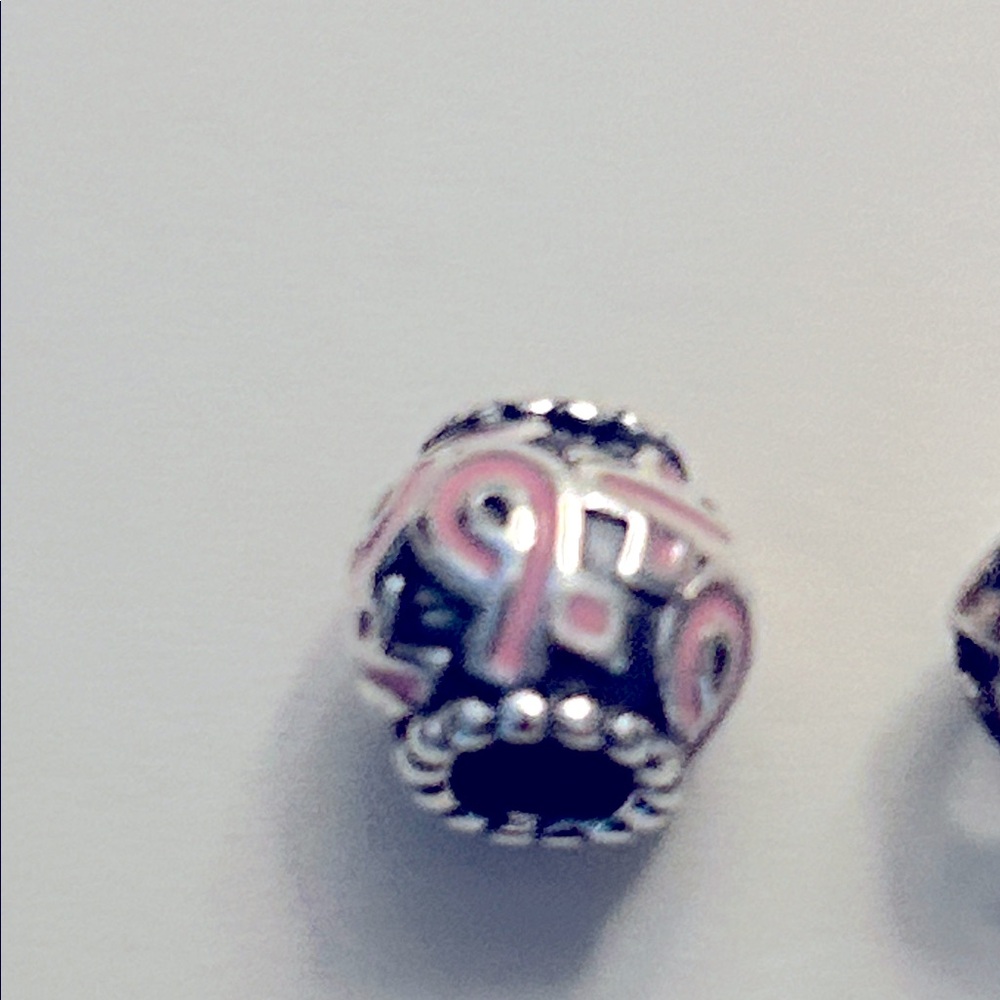 Silver and Pink Charm Bead